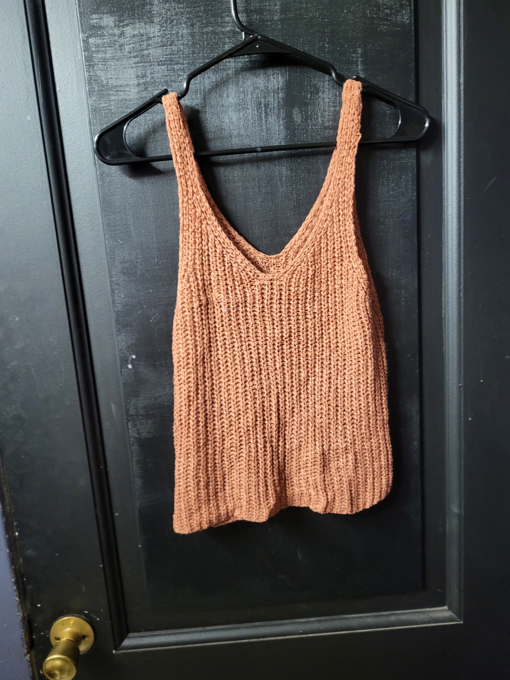 moon & madison Knit V-Neck Tank Top - Rusty Orange